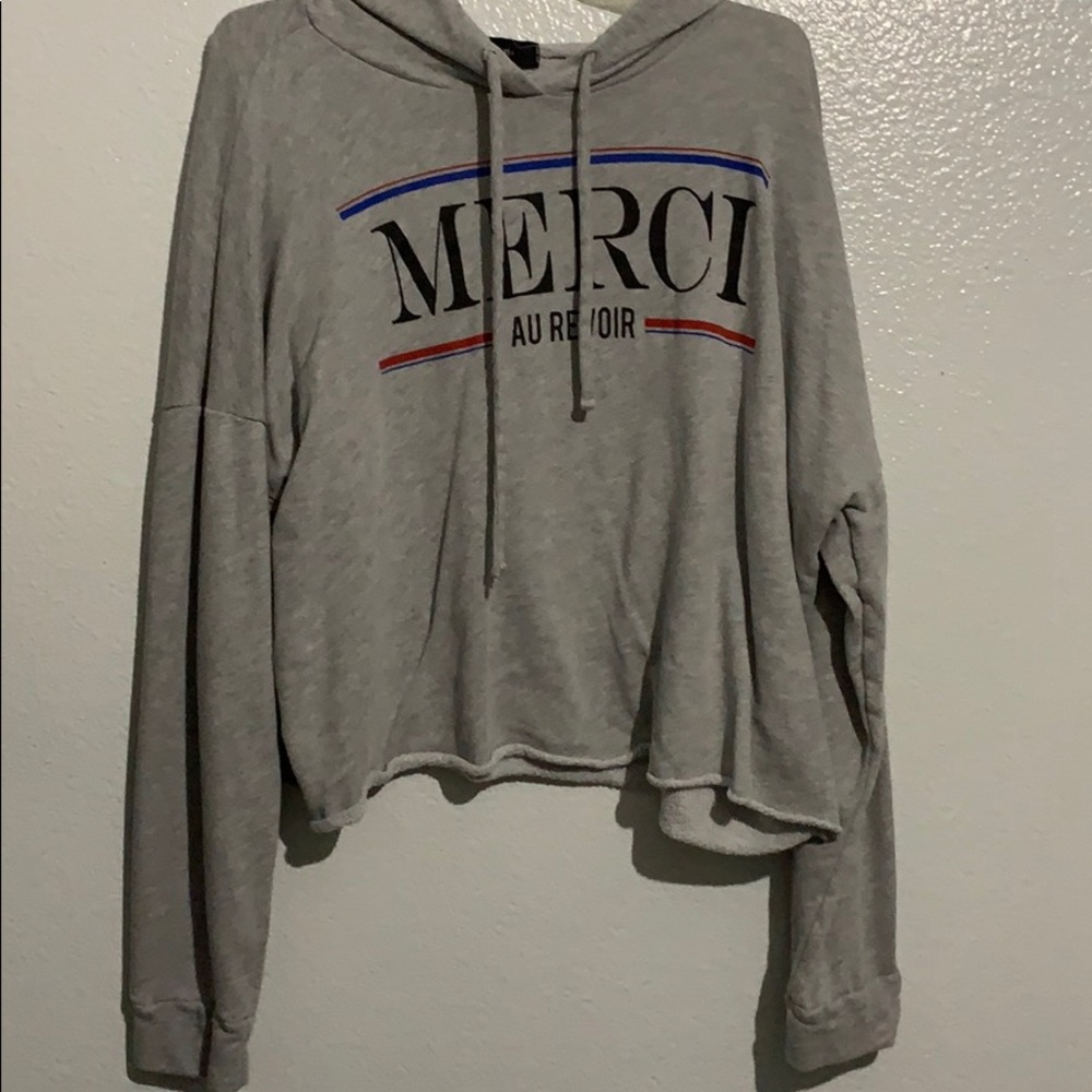 Grey crop top hoodie